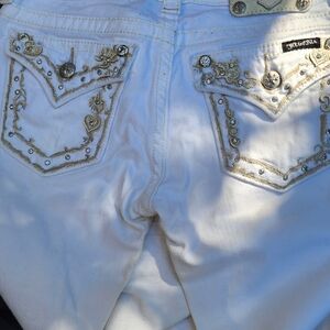 MISS ME WHITE JEANS WITH RHINSTONES BOOT CUT SIZE 27